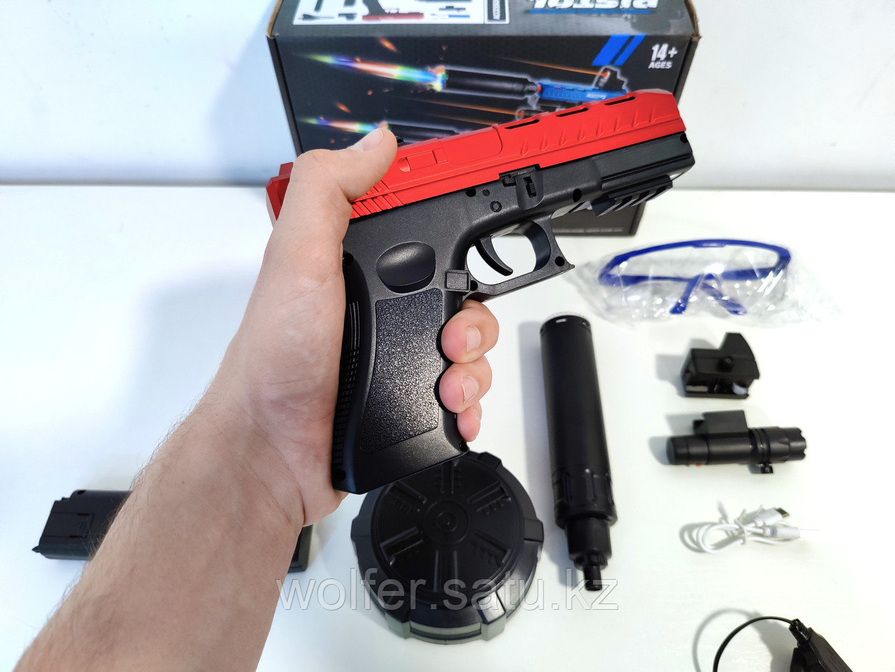 Пистолет Глок GLE-817 Орбиз +Лазер +2 магазина +трассерная насадка - фото 2 - id-p113295739