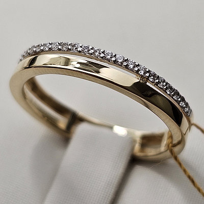 Золотое кольцо фианит ж/з 2,22 г. 585 проба, 17 размер