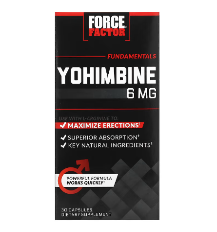 Йохимбин (Yohimbine), 6 мг, 30 капсул Force Factor - фото 1 - id-p113296593