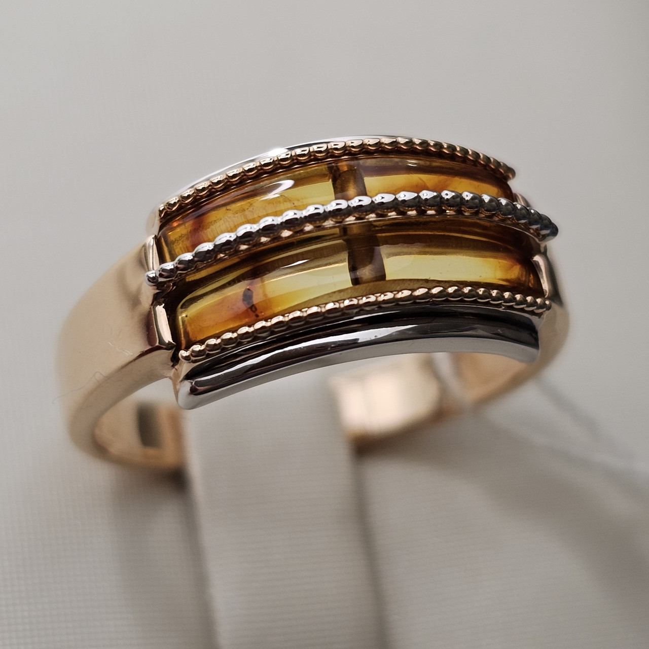 Золотое кольцо Янтарь к/з 4,03г. 585 проба, 17,5 размер - фото 8 - id-p113297039