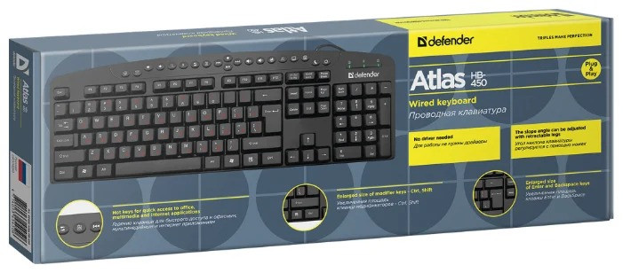 Клавиатура проводная Defender Atlas HB-450 RU,черный - фото 3 - id-p113300660