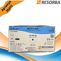 Шовный материал МОПИЛЕН (MOPYLEN) - нить хирургическая, USP 4-0(M1,5), 2 х HR 22 мм, 1/2, 90 см.