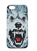 Чехол на Айфон 5 (iPhone 5, 5S, 5SE) Luxo силиконовый матовый принт белый волк