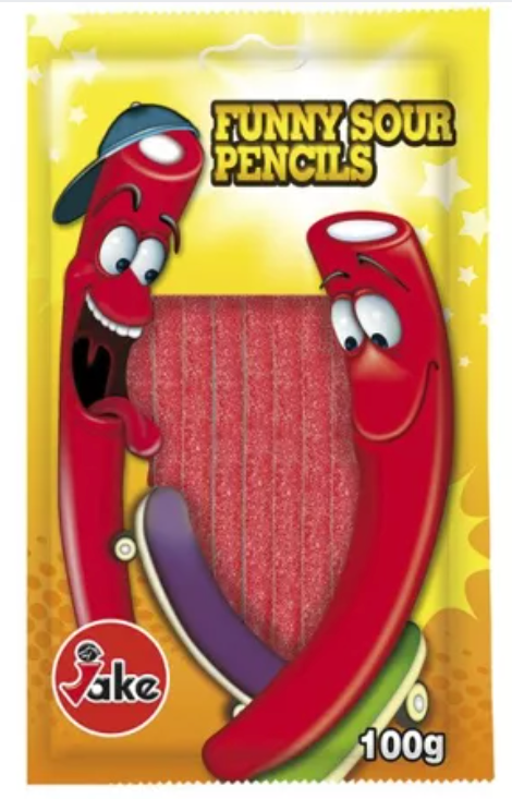 Мармелад  SOUR PENCILS ПАЛОЧКИ клубника кислые в сахаре HALAL 100гр /JAKE Испания/ (6шт-упак)
