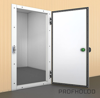 Дверь холодильная распашная одностворчатая полупотайная на световой проем 1000х2000 мм