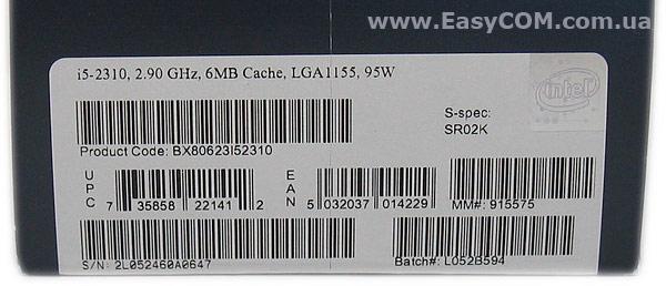 CPU intel Core i5-2310  2.9Ghz