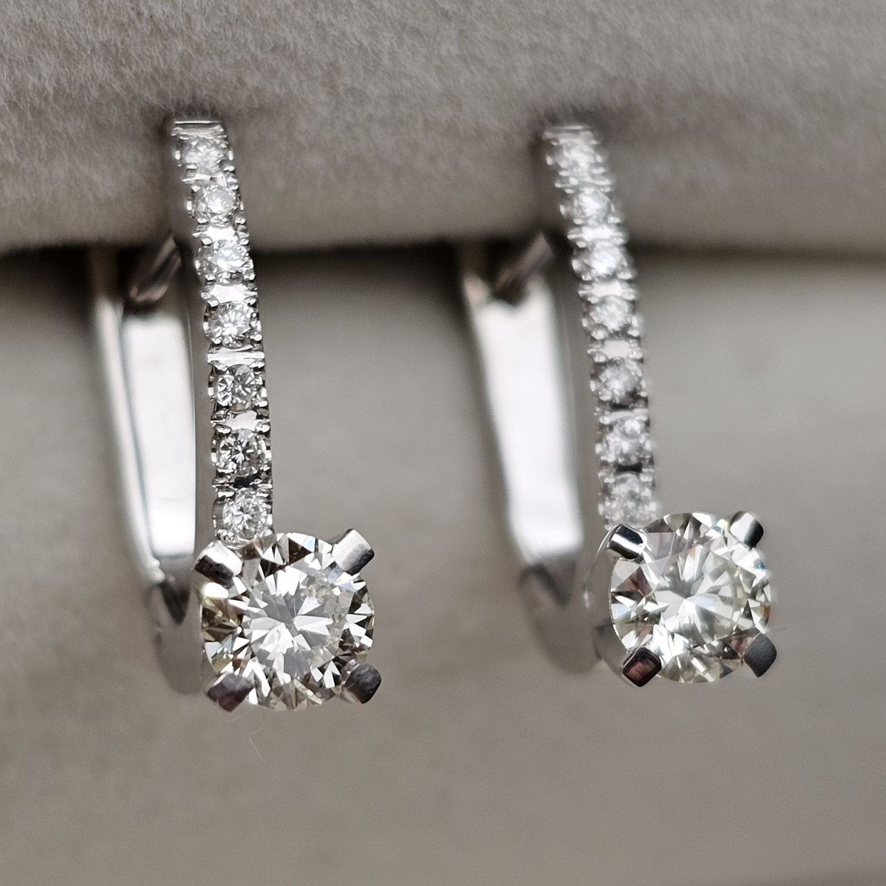 Золотые серьги с бриллиантами 0.93Ct SI1-VS1/I-G, VG-Cut, фото 1