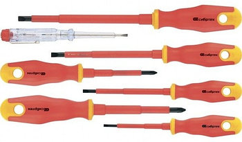Отвертка набор СИБРТЕХ диэлектрические 1000В, тестер (7шт) 12936