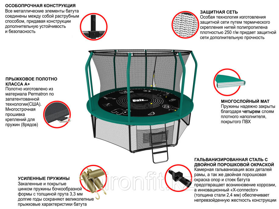 Батут UNIX line SUPREME GAME 12 ft (green) - фото 7 - id-p113307501