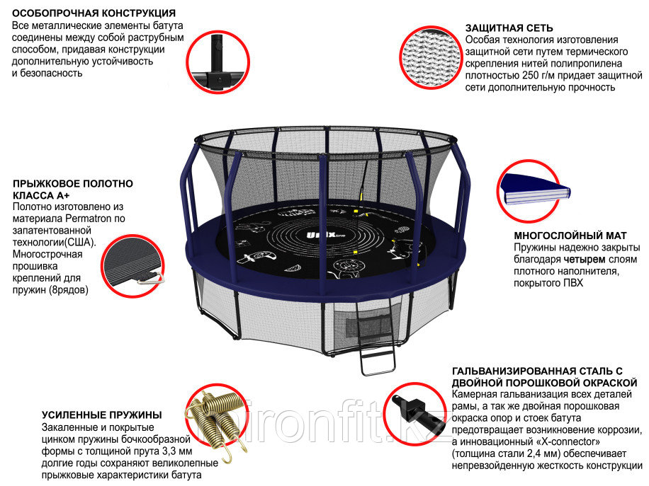 Батут UNIX line SUPREME GAME 14 ft (blue) - фото 7 - id-p113307502