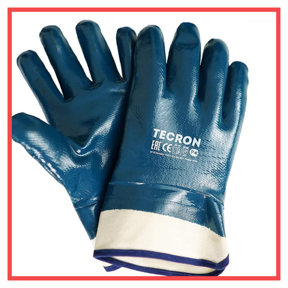 Нитриловые перчатки-краги TECRON Nitril, защитные, от химии, маслобензостойкие, герметичные - фото 1 - id-p44129471