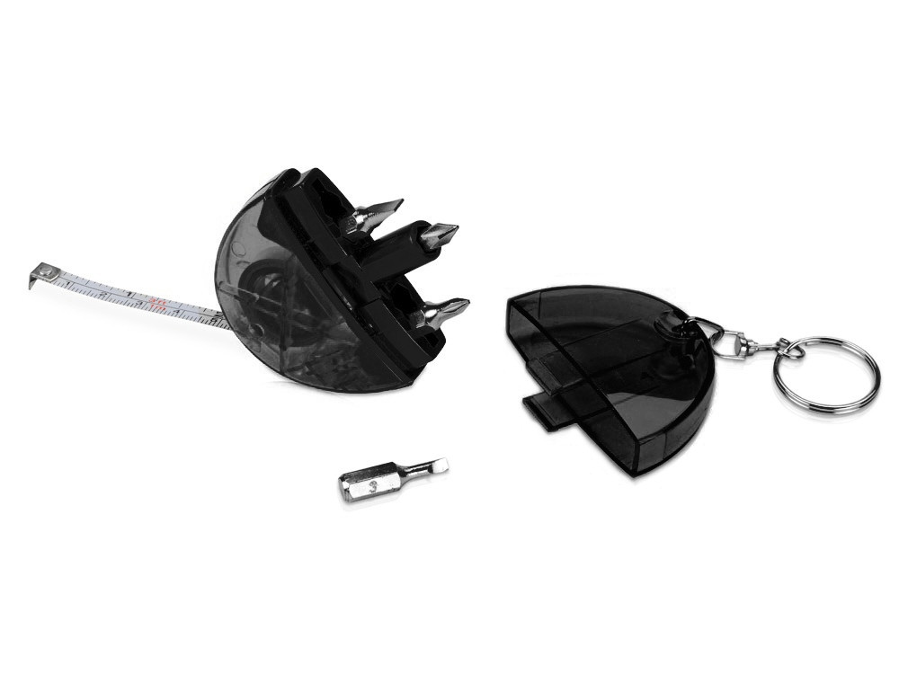Брелок-рулетка с набором отверток и фонариком, серый - фото 3 - id-p113308485