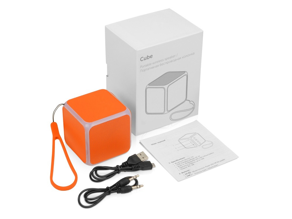 Портативная колонка Cube с подсветкой, оранжевый - фото 9 - id-p113309101