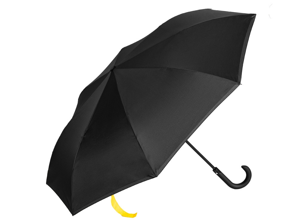 Зонт-трость наоборот Inversa, полуавтомат, черный/желтый - фото 2 - id-p113309282