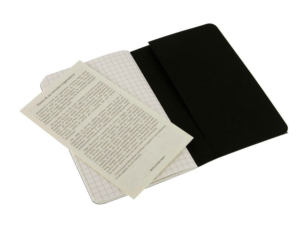 Записная книжка Moleskine Cahier (в клетку, 1 шт.), Pocket (9х14см), черный - фото 3 - id-p113309569