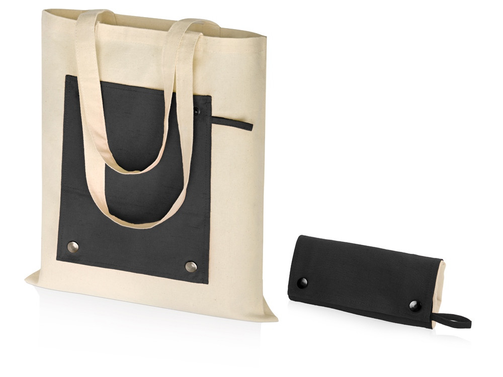 Складная хлопковая сумка для шопинга Gross с карманом, черный - фото 1 - id-p113309934