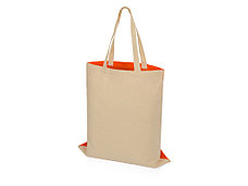 Сумка для шопинга Twin двухцветная из хлопка, 180 г/м2, оранжевый/натуральный, фото 3