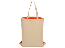 Сумка для шопинга Twin двухцветная из хлопка, 180 г/м2, оранжевый/натуральный, фото 5