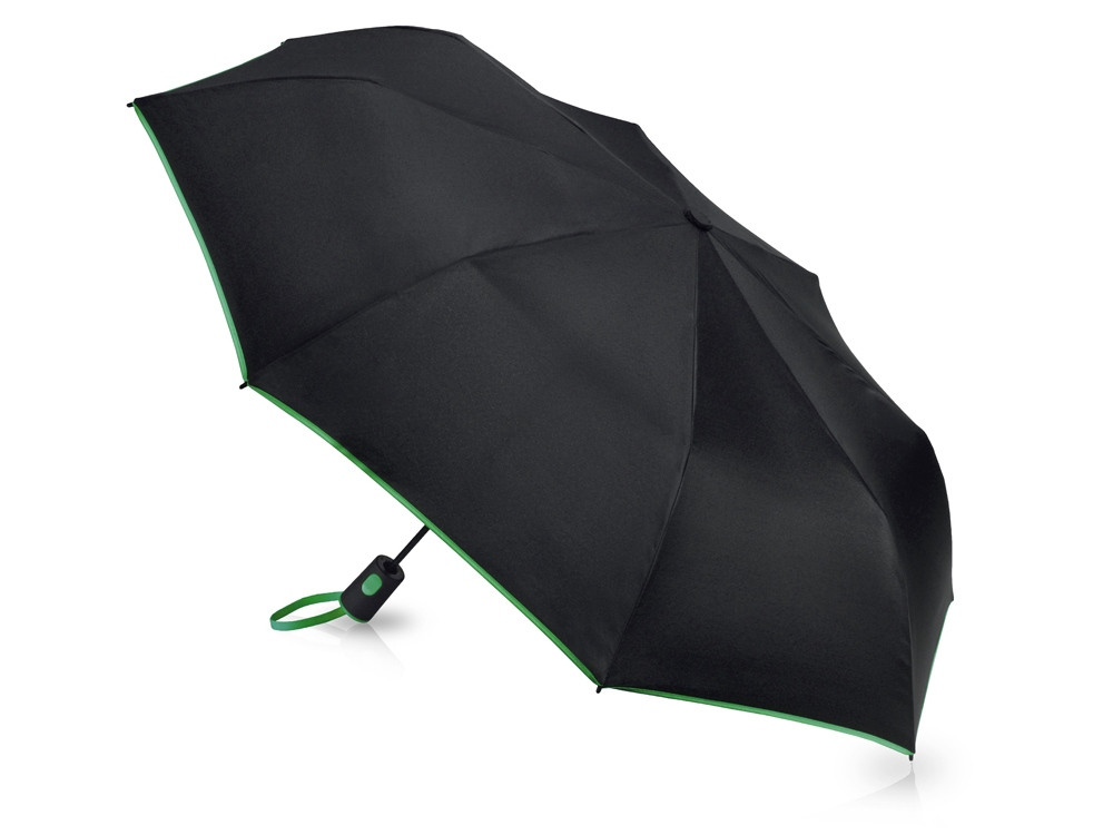 Зонт-полуавтомат складной Motley с цветными спицами, черный/зеленый - фото 2 - id-p113310117