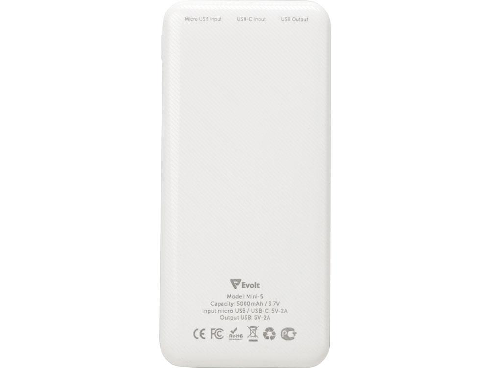 Внешний аккумулятор Evolt Mini-5, 5000 mAh, белый - фото 5 - id-p113310158
