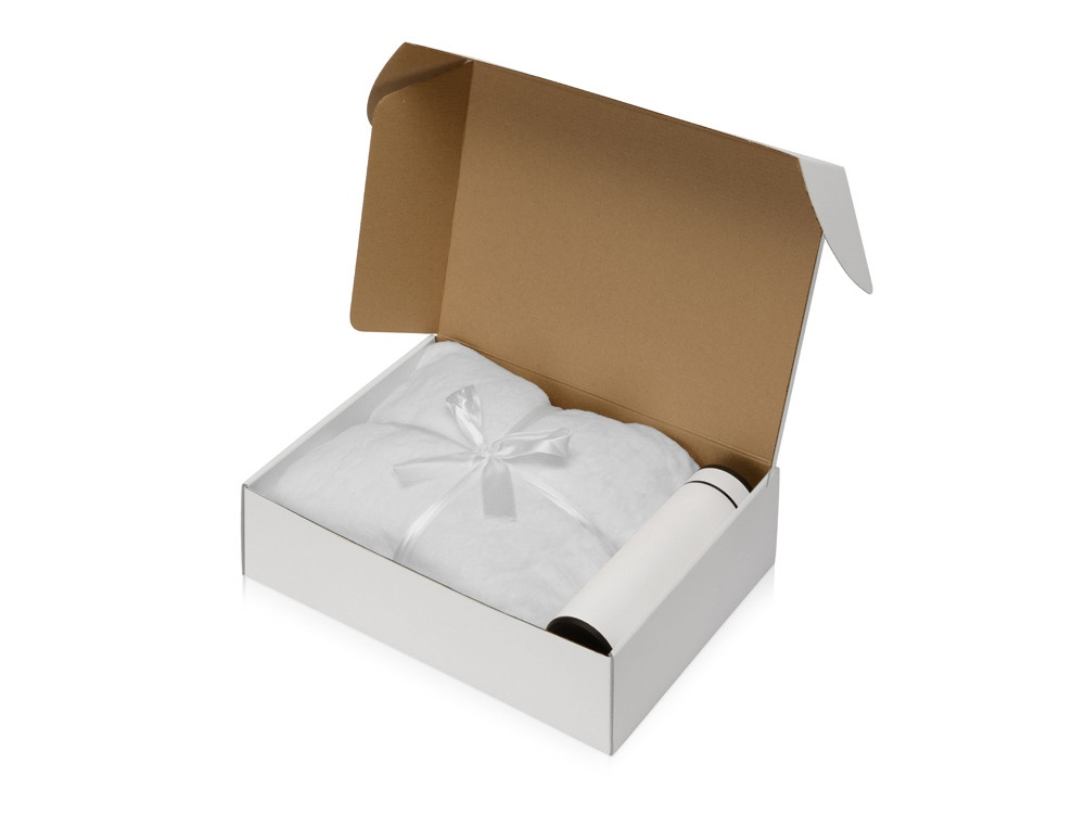 Подарочный набор с пледом, термосом Cozy hygge, белый - фото 2 - id-p113310182