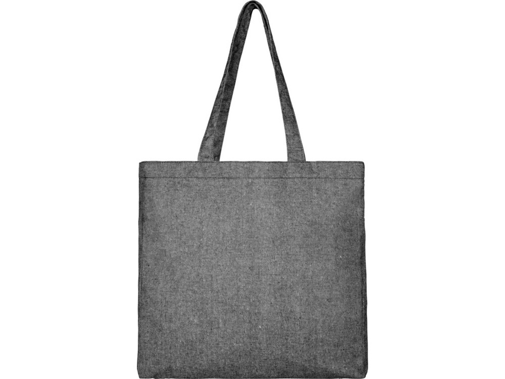 Эко-сумка Pheebs с клинчиком, изготовленая из переработанного хлопка, плотность 210 г/м2, черный меланж - фото 2 - id-p113310325