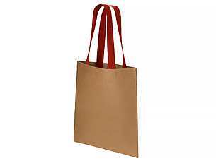 Сумка-шопер Papyrus из моющейся крафт-бумаги, натруальный/красный, фото 2