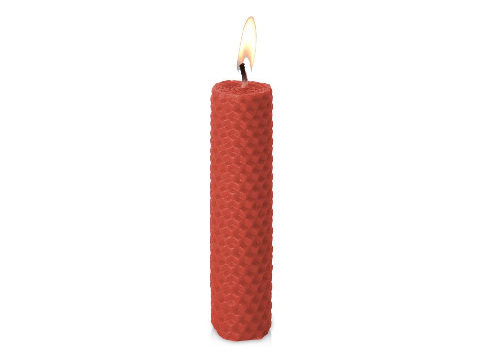 Свеча из вощины 3 х 12,5 см с деревянным ярлыком, красный - фото 1 - id-p113311210