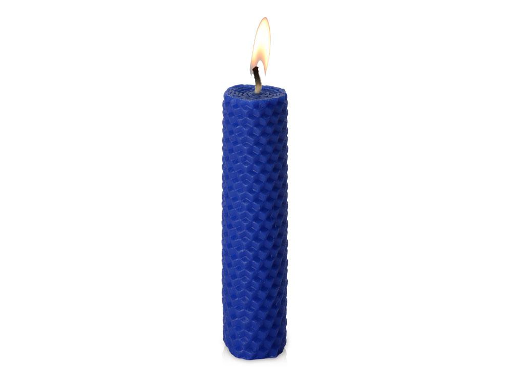 Свеча из вощины 3 х 12,5 см с деревянным ярлыком, синий - фото 1 - id-p113311211