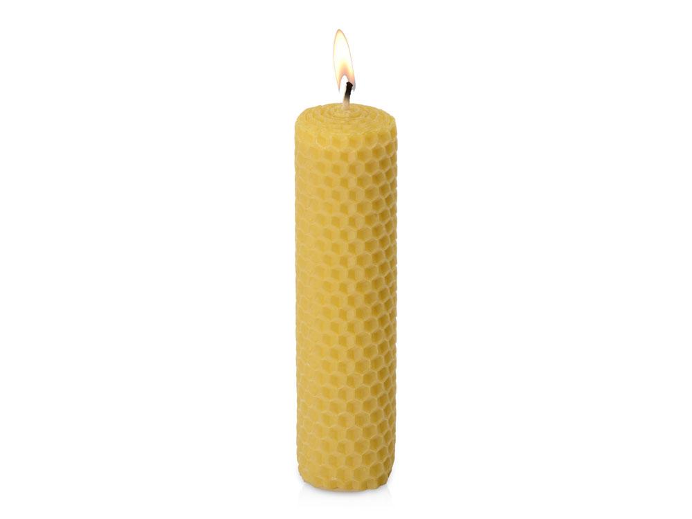 Свеча из вощины 3,5 х 12,5 см с деревянным ярлыком, желтый - фото 1 - id-p113311212