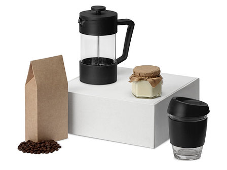 Подарочный набор с кофе, кружкой и френч-прессом Бодрое утро, черный, фото 2