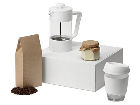 Подарочный набор с кофе, кружкой и френч-прессом Бодрое утро, белый, фото 2