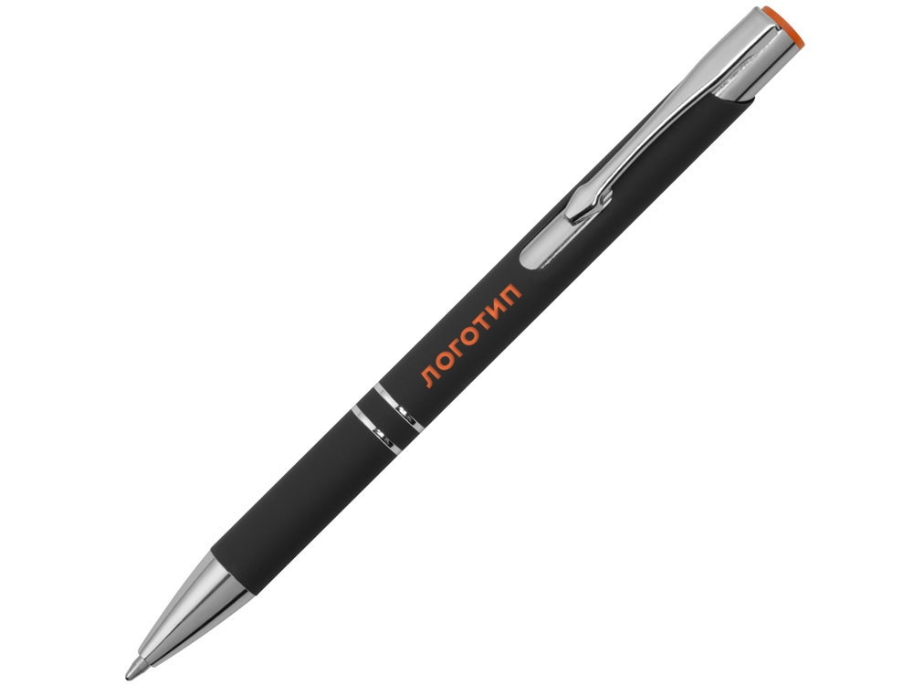 Ручка металлическая шариковая Legend Mirror Gum софт-тач с цветным слоем, черный / оранжевый - фото 1 - id-p113310528
