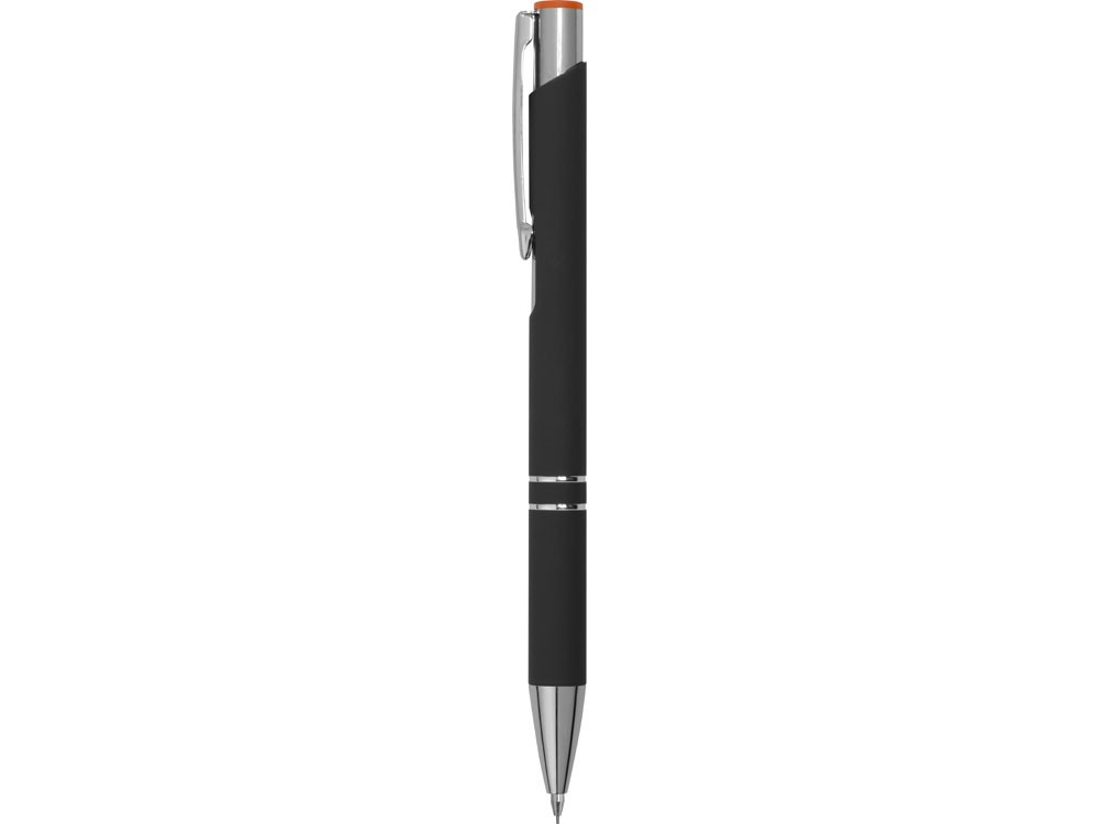 Ручка металлическая шариковая Legend Mirror Gum софт-тач с цветным слоем, черный / оранжевый - фото 5 - id-p113310528