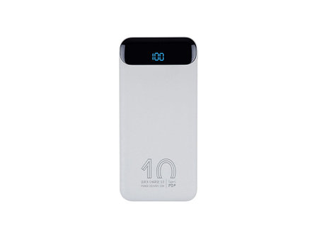 RIVACASE VA2540 (10 000mAh), QC/PD 20W внешний аккумулятор с дисплеем, белый 12/48, фото 1