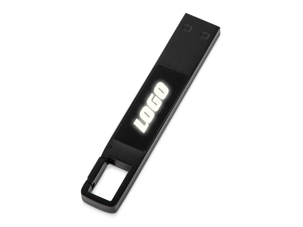 USB 2.0- флешка на 32 Гб c подсветкой логотипа Hook LED, темно-серый, белая подсветка - фото 1 - id-p113312978
