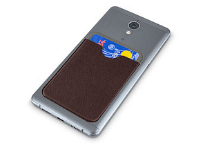 Чехол-картхолдер Favor на клеевой основе на телефон для пластиковых карт и и карт доступа, коричневый, фото 3