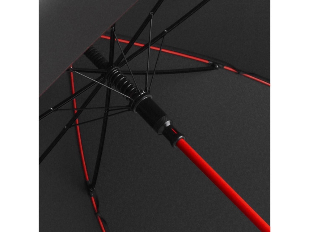 Зонт-трость 1084 Colorline с цветными спицами и куполом из переработанного пластика, черный/красный - фото 2 - id-p113313763