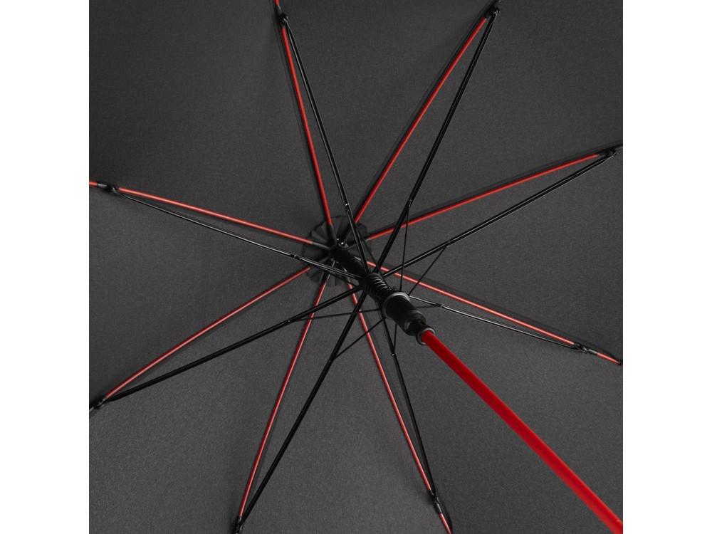 Зонт-трость 1084 Colorline с цветными спицами и куполом из переработанного пластика, черный/красный - фото 3 - id-p113313763