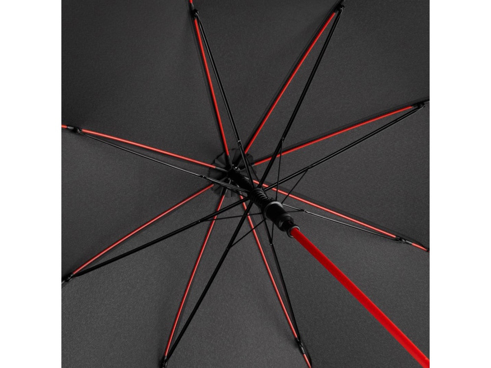 Зонт-трость 1084 Colorline с цветными спицами и куполом из переработанного пластика, черный/красный - фото 6 - id-p113313763