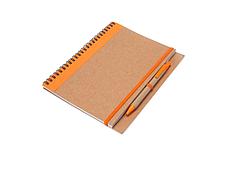 Блокнот А5+ ALANI с шариковой ручкой, крафтовый/оранжевый, фото 2