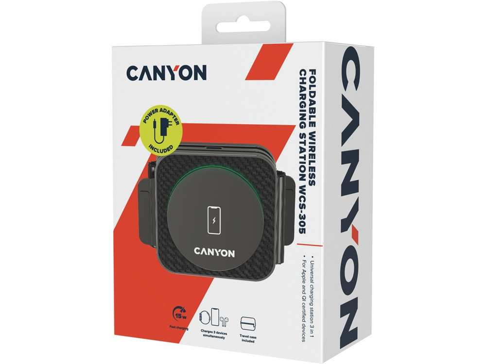 Беспроводное зарядное устройство 3 в 1 Canyon WS-305 (cns-wcs305), 15 Вт - фото 9 - id-p113314724