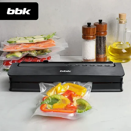 Вакуумный упаковщик BBK BVS801 черный, степень вакуума 0.8 бар, мощность 165 Вт, электронное управление, фото 3