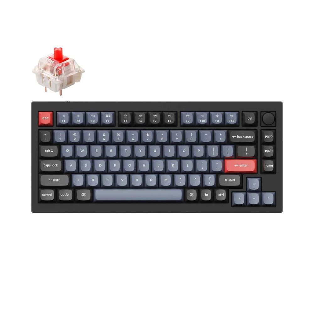 Клавиатура Keychron Q1-M1 Black Knob Red Switch RGB Hot-Swap Gateron G pro Mechanical - фото 1 - id-p113317663