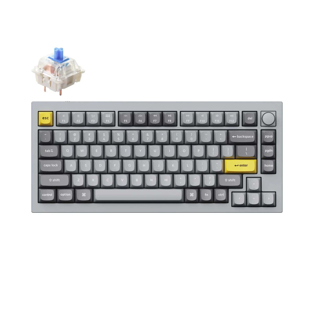 Клавиатура Keychron Q1-N2 Grey Knob Blue Switch RGB Hot-Swap Gateron G pro Mechanical