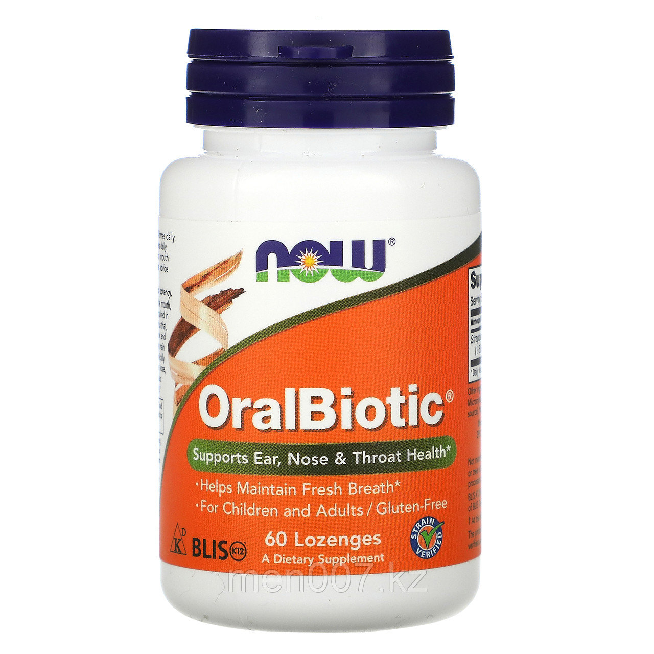 БАД OralBiotic (60 леденцов), для здоровья ЛОР-органов (уши,горло,нос) и для свежести дыхания, NOW Foods
