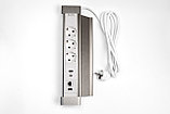 Shelbi SDO3-MULT10-S Настольный блок с крышкой, 3 розетки 220B, 1 USB, 1 Type-C, RJ45, HDMI, серебро, фото 6