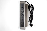 Shelbi Настольный блок с крышкой, 3 розетки, 1 USB, 1 Type-C, RJ45, HDMI  чёрный, фото 5