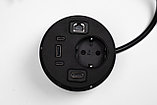 Shelbi STV-MIX-B Настольный розеточный блок, 1 розетки 220В, 1 USB, 2 Type-C, 1 RJ45, 1 HDMI, чёрный, фото 3