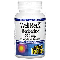 БАД Берберин, 500 мг (60 вегетарианских капсул) WellBetX, Natural Factors